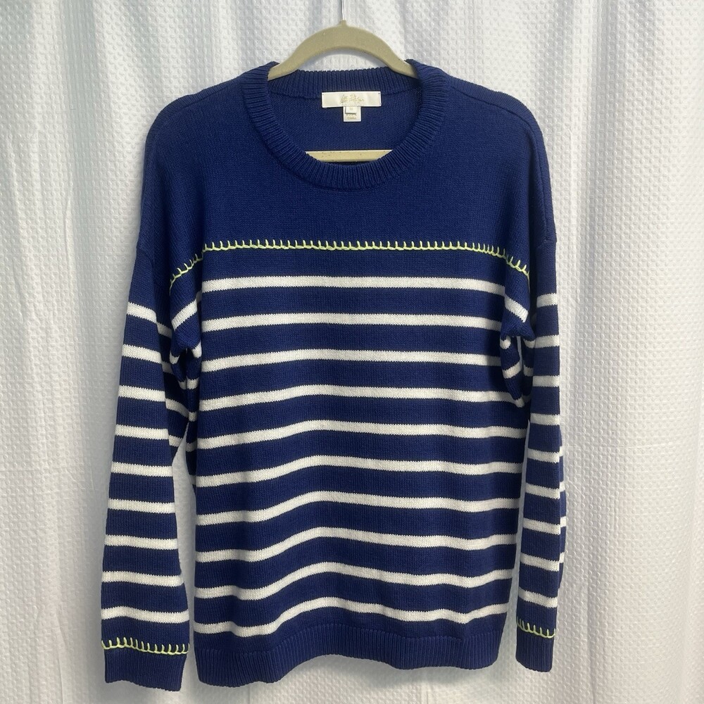 Lilly Pulitzer Kyren Blue Never Ending Stripe Preppy Nautical Sailor Sweater Med